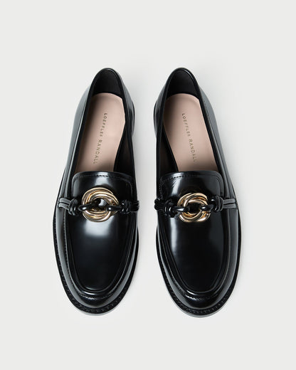 Mocassins en cuir noir Roma