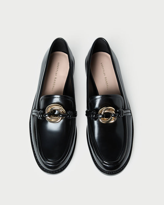 Mocassins en cuir noir Roma