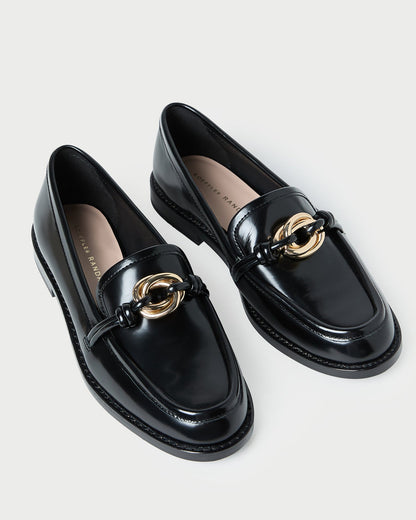 Mocassins en cuir noir Roma