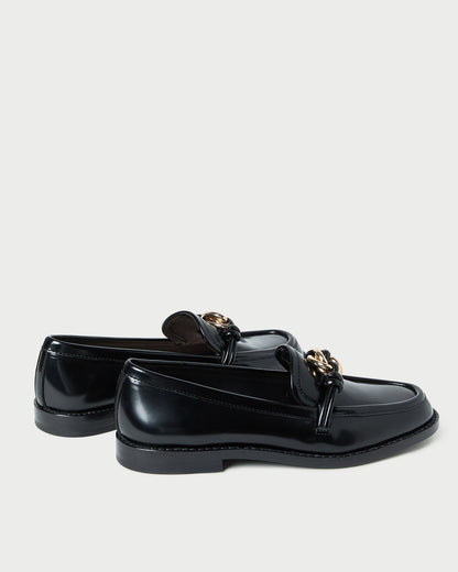 Mocassins en cuir noir Roma