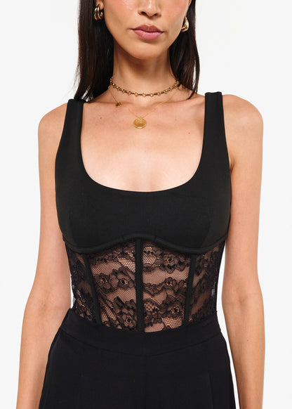 Body corset en dentelle Kimber noir