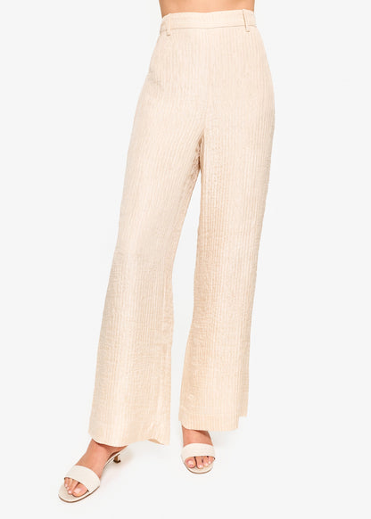 Pantalon taille haute à jambe large Serra Bone