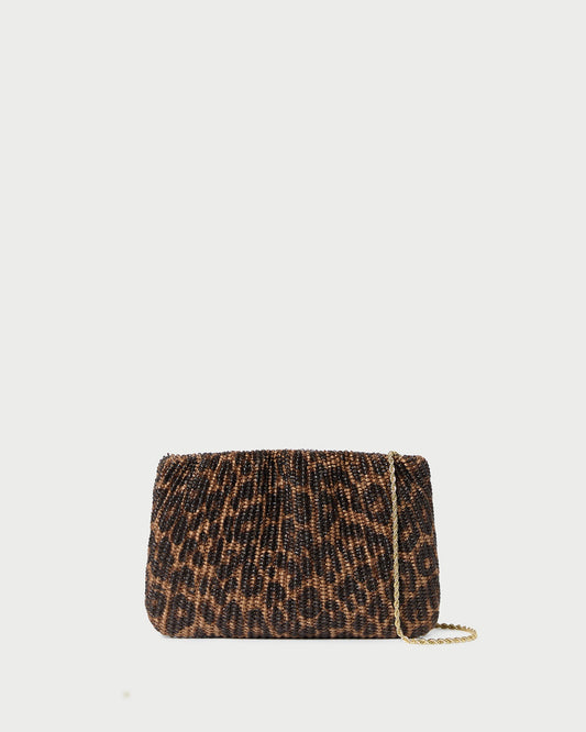 Pochette tissée léopard Serena