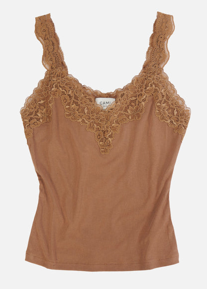 Débardeur en tricot côtelé Lani caramel