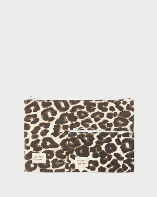 Ensemble de pochettes en toile léopard Tracy