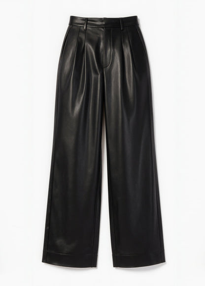 Pantalon en cuir végétalien taille haute Andorra noir