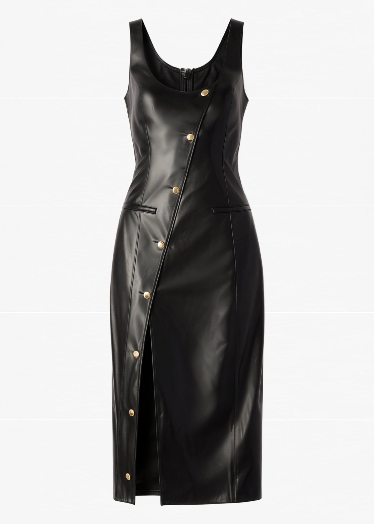 Robe mi-longue en cuir végétalien Kirby noire
