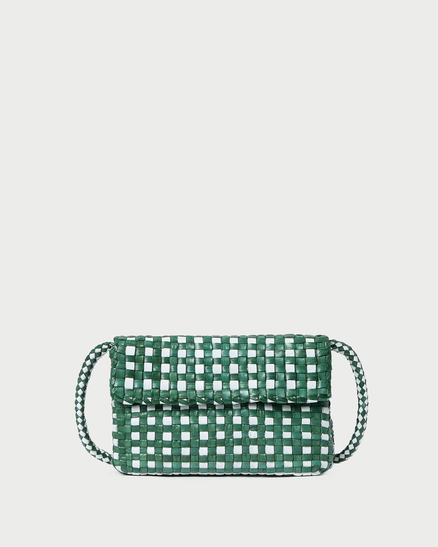 Sac bandoulière tissé Vinnie émeraude/blanc
