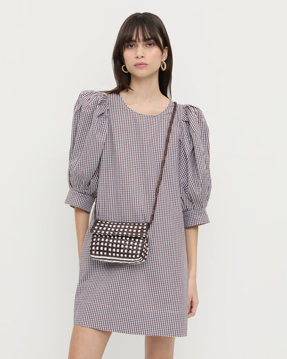 Sac bandoulière tissé Vinnie chocolat/blanc