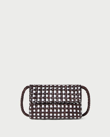 Sac bandoulière tissé Vinnie chocolat/blanc