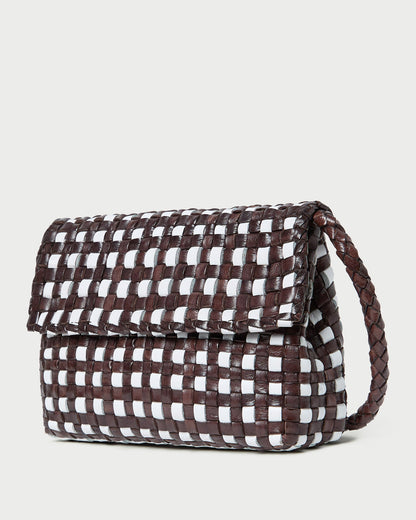 Sac bandoulière tissé Vinnie chocolat/blanc