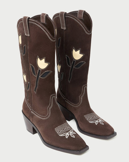 Bottes tulipes en daim marron Wilder