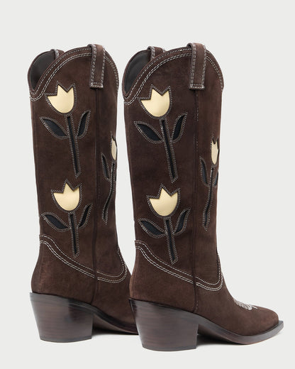 Bottes tulipes en daim marron Wilder